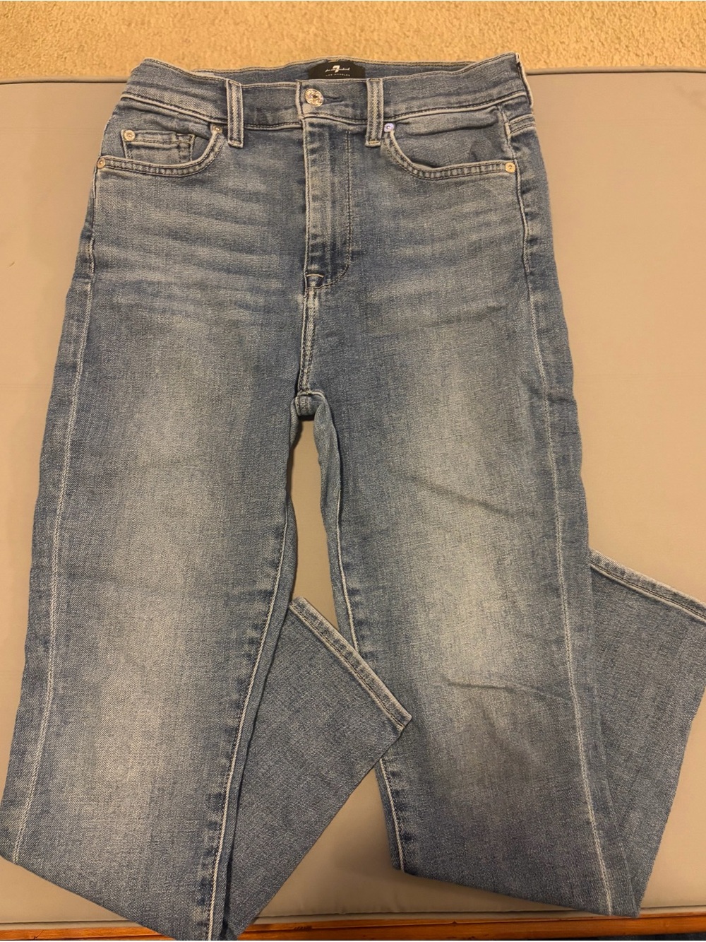 7 For All Mankind Light Blue Denim Jeans with Branded Patch